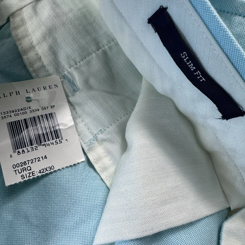 Polo Ralph Lauren Light Blue Slim Fit Cotton Blend Mens Chino Pant 42x30 NWT